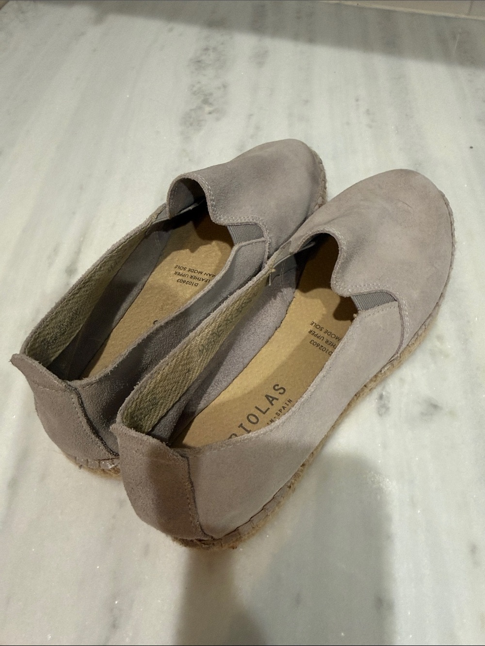 Fabiolas Women's Espadrille Slip-On in Taupe Suede